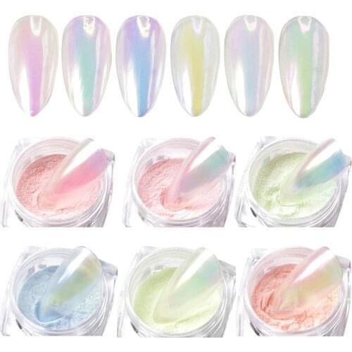 1pc Mermaid Nail Powder 6 Colors For Choice High Quality Nail Pigment For Fashion Women Girls Delicate Nail Art Tools