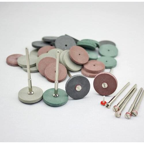 40pcs Rubber Polishing Wheels Dental Jewelry + 10pcs Shank Mandrel Rotary Tool Dentist lab