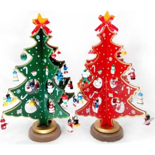 DIY Wooden Christmas Tree Decoration Christmas Gift Ornament Creative Xmas Tree Table Desk Decoration Childrens Present
