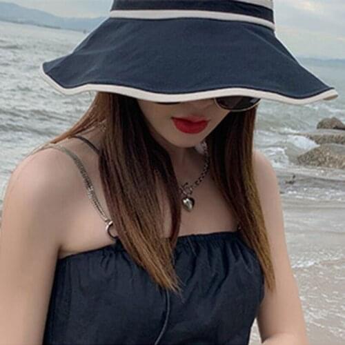 Women Summer Floppy Wide Brim Sun Hat with Chin Strap UV Protection Beach Cap 066F