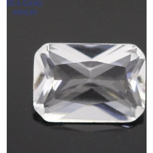 White Color Octangle Shape Rectangle Cut Loose Glass Beads Synthetic Gems For Jewelry Size 3x5~18x25mm Free Shipping