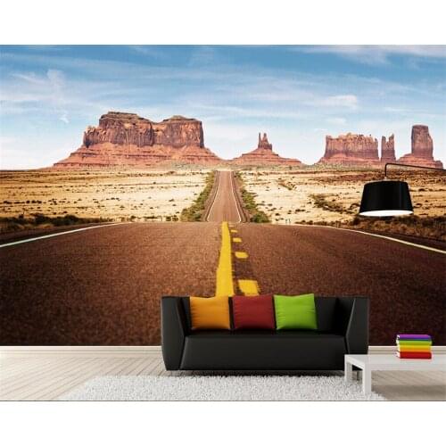 Photo wall mural wallpaper Desert Highway Rock Canyon mural TV Background Wall wall papers home decor papel de parede Beibehang