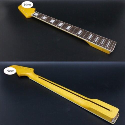 Fit Diy maple Electric guitar Neck 22Fret 25.5inch Rosewood fretboard Unfinished Guitar parts yellow #S