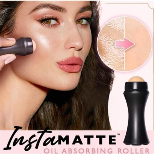 InstaMatte Oil Absorbing Roller Natural Volcanic Roller Oil Control Rolling Stone Facial Cleaning Oil Absorption Roller On Ball