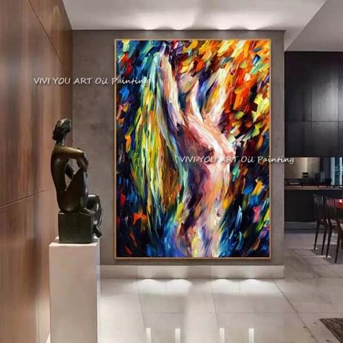 100% Handmade Colorful Dance Nude Woman Figure Oil Painting Wall Canvas Art Oil Paintings Art Wall Picture Artwork Bedroom Decor