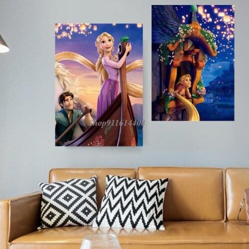 Canvas Painting Disney Classic Anime Frozen Princess Aisha Anna Posters Prints Wall Art Pictures for Kids Living Room Home Decor