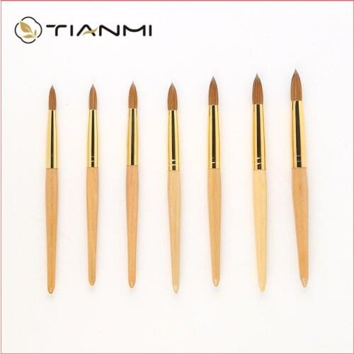 TIANMI Nail Brush Mink Hair Log Color Pen Smudge Carving Painting Pen Set 8/10/12/14/16 Professional Nail Tools