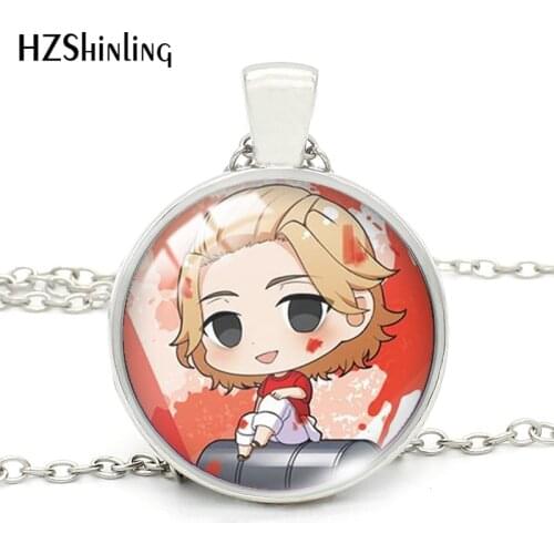 2021 Tokyo revengers Anime Cartoon Pattern Round Glass Cabochon Pendants Necklace Fashion Jewelry men women