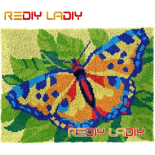 Latch Hook Rug Yellow Butterfly Plush Wall Hangings DIY Carpet Rug Chunky Yarn Arts Cushion Crocheted Floor Mat Hobby & Crafts