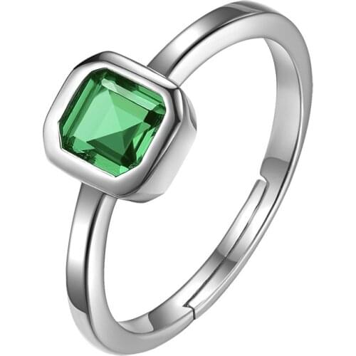 Red Trees Brand Fine Jewelry Adjustable Size 925 Sterling Silver Green Gemstone Ring For Women Engagement