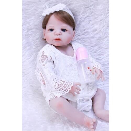 DollMai Lifelike Silicone Reborn Baby Menina 23'' bebe dolls com corpo de silicone menina Wear bebe Infant Clothes kids toy