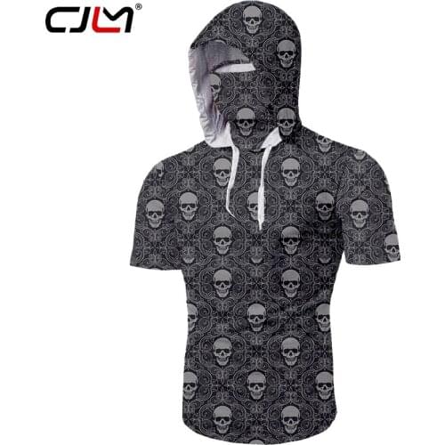 CJLM Summer Man Free Shipping Mask T Shirt Street Style Men Oversized Scarf T-shirt 3D Printed Skulls Wholesale Clothing 5XL