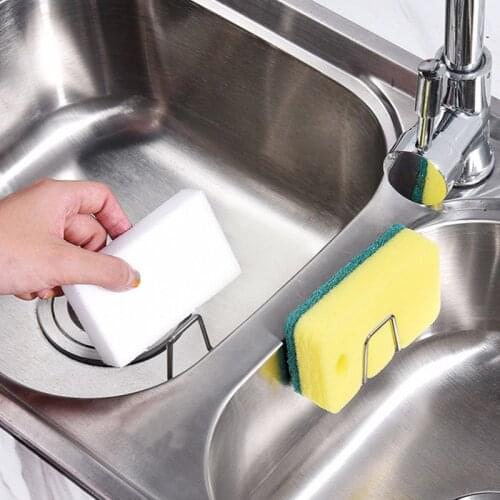 Kitchen Stainless Steel Sponge Frame Wall Hanging Kitchen Accessories Shelf Rack Tool Storage And Organization