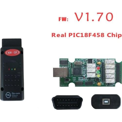 Newest OPCOM V1.65 V1.70 firmware A+++ quality OP-COM For Opel Diagnostic-tool OP COM with real pic18f458 Free ship