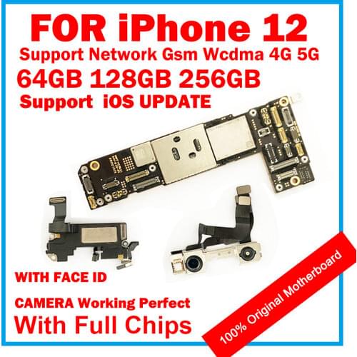 Clean iCloud 5G 4G Networks For iPhone 12 512GB 256GB 128GB Motherboard With Face ID 12 Unlocked logic board Support iOS Update
