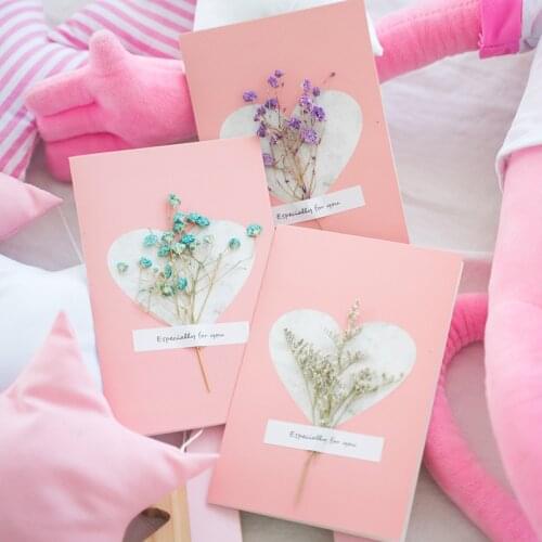 10Pcs Gift Card Wedding Invitation Greeting Card Gypsophila Dry Flower Handwritten Blessing Birthday Party Invitation Envelope