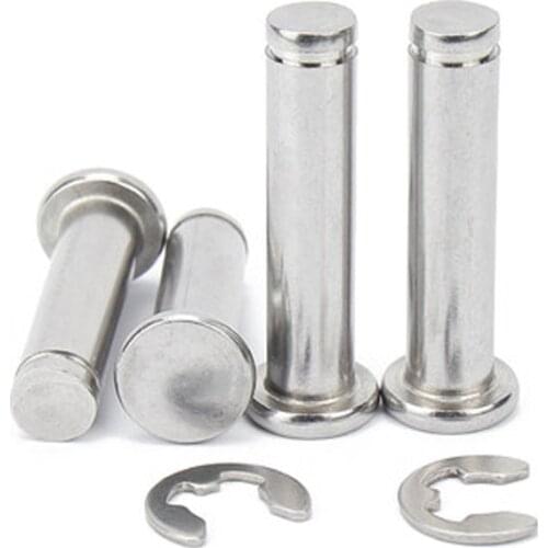 2pcs M8 304 stainless steel flat head with groove pins pin axis circlip dowels cylindrical positioning dowel 16mm-100mm long