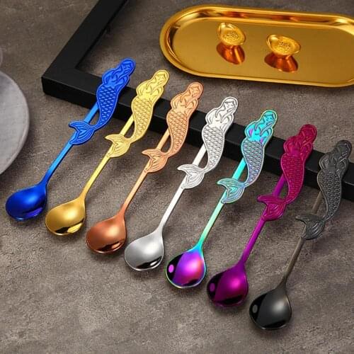 Stainless Steel Portable Coffee Stirring Spoon Long Handle Milk Dessert Scoop