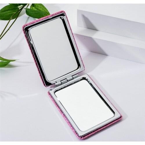 Portable Square Double-Side Folding Cosmetics Pink Mirrors For Ladies And Girls Pocket Mirror Mini Women Girls