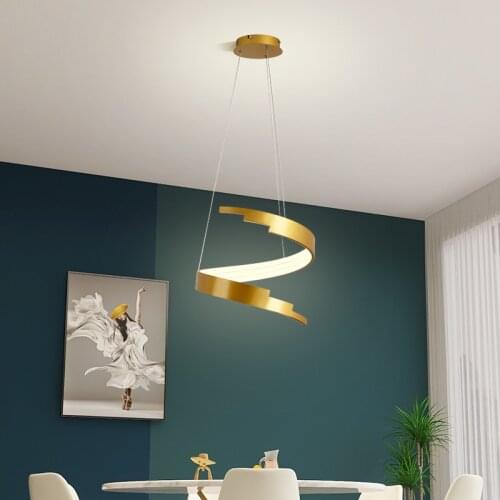 Simple LED spiral chandelier Modern household living room dining room lighting Nordic creative personality art lamps