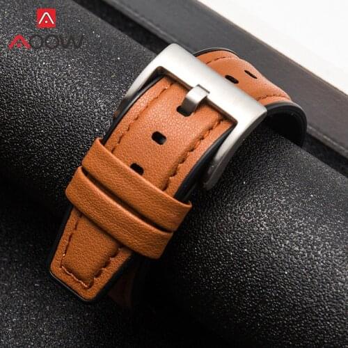 22mm Leather Silicone Strap Waterproof Sport Men Rubber Replacement Bracelet Band for Huawei Watch GT 2 2e Pro 46mm Samsung S3