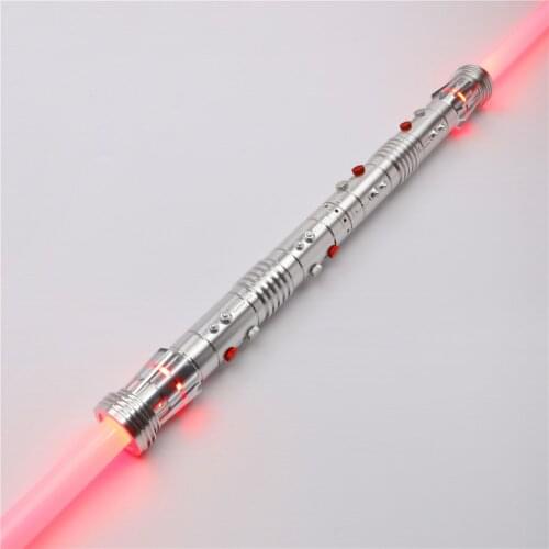 CIELTAN Darth Maul Double Lightsaber 2pcs Handle+Blade Saber Metal Hilt Heavy Dueling Saber RGB Light Sword