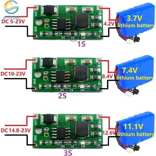 2A Multi-Cell Synchronous Buck Li-Ion Charger DC 5-23V to 4.2V 8.4V 12.6V for 3.7V 7.4V 11.1V 18650 Lithium Battery Power Supply