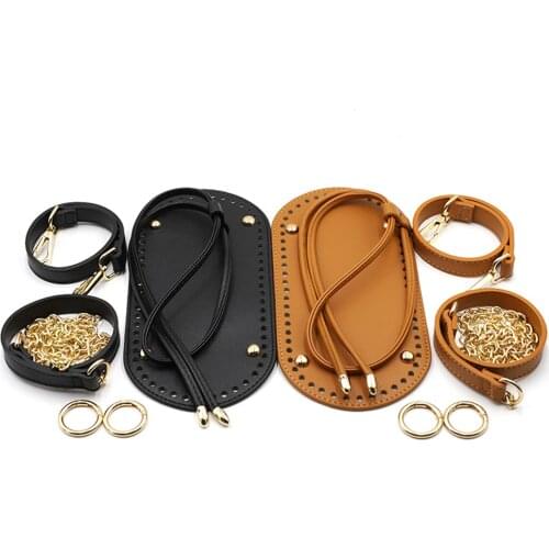 3Pcs/Set Artificial Leather Drawstring Shoulder Bag Bottom Strap Replacement for DIY Knitting Crochet Handbag Sewing Accessories