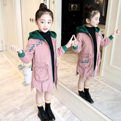 Girls Corduroy Cotton Padded Jacket Fall Winter New Childrens Fashion Velvet Thickened Wadded Coat Teenager Kids Outerwear B380