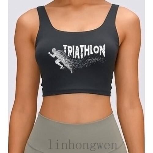 Triathlon Swimming Bike Running Gift Women Tank Top Crew Neck Outfit Spring Autumn Vintage Cotton Graphic Casual Custom Crop Top