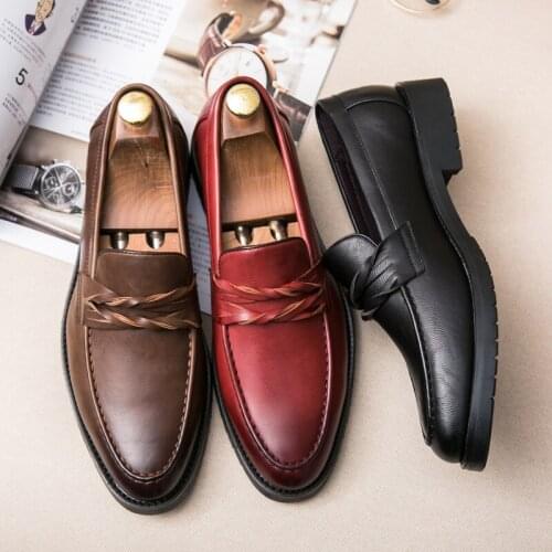 Men Dress Shoes Party Leather Formal Shoes Wedding Shoes Men Flats Leather Oxfords Slip on