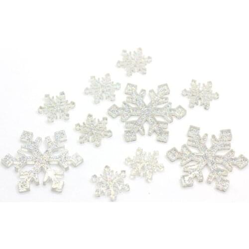 High Quality 15MM 31MM Resin Snowflake Cabochons Christmas Glitter Snowflake Charms Flat Back Resin Snowflake Craf
