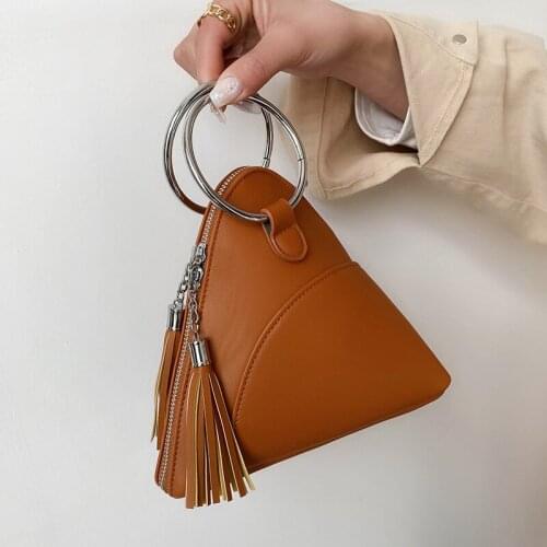Jiessie&Angela Womens small handbag pu leather bags tassel wrist wallet pouch womens high quality leather purse women toto bag