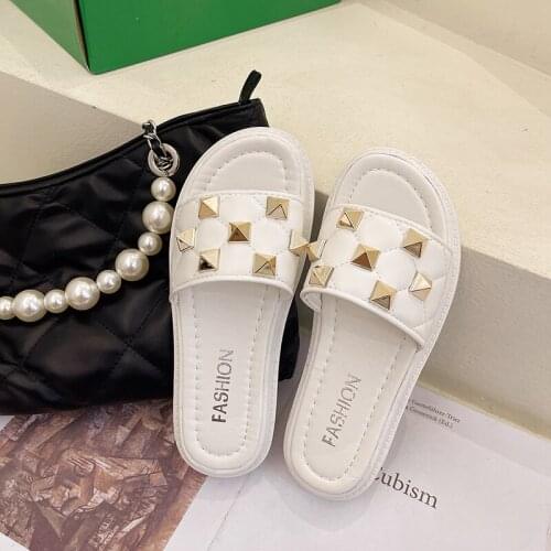 Womens Summer Slippers, Outdoor Fashion Sandals, Metal Decorative Sexy Womens Sandals and Slippers Bottoms Womens
