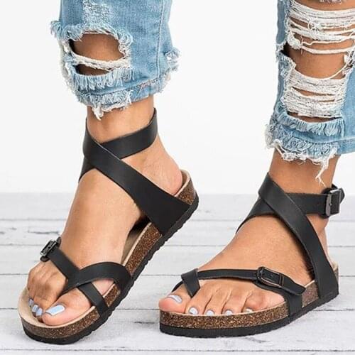 Women Sandals 2021 New Shoes Women Summer Sandals Leather Flat Sandals Female Flip Flop Casual Beach Shoes Ladies Plus Size 43