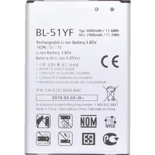 1x 3000mAh Replacement Battery for LG G4 BL-51YF H815 H811 H810 VS986 VS999 US991 LS991 F500 G Stylo F500 F500S F500L F500K