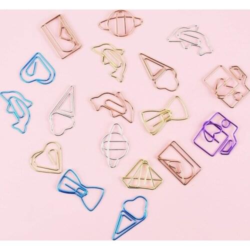 10pcs/pack Cute Heart Ice Cream Metal Bookmark Paper Clip Hollow Bookmark Memo Clip for Kawaii Stationery School Office Supplies