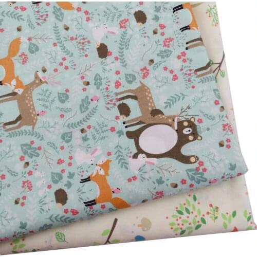 Fox Deer Print 100% Cotton Fabric DIY Patchwork Quilting Fat Quarter Sewing Craft Pillows Baby Child Bedding Tecido Tilda Cloth