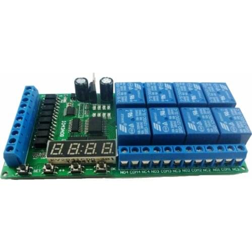 DC 12V 8 Channels Multifunction Timer Delay Relay Board Time Switch Timing Loop Interlock Self-locking Momentary Bistable