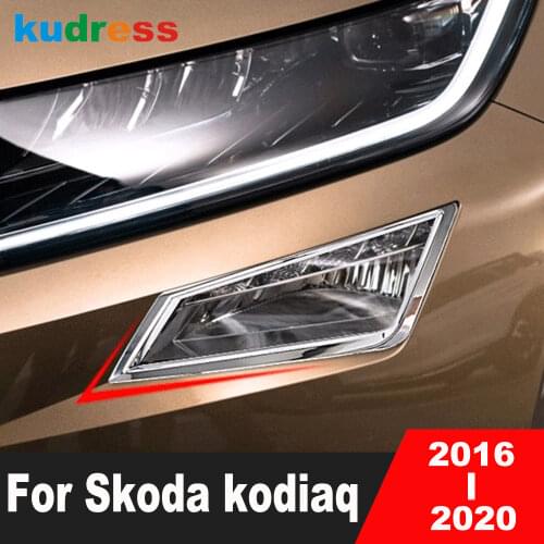 For Skoda Kodiaq 2016 2017 2018 ABS Chrome Front Head Fog Lamp Light Cover Trim Fog-light Frame Sticker Styling Accessories 4pcs