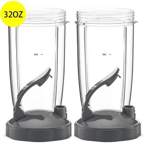 32oz Replacement Parts Cups with Flip Top To Go Lid for NutriBullet 600w and Pro 900w Blender Juicer Mixer 2 Pack 32 Ounce