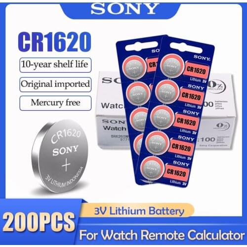 200Pcs/Lot Sony Original CR1620 CR 1620 3V Lithium Battery For Watch Remote Control Alarm Button Cell Coin BR1620 DL1620 ECR1620
