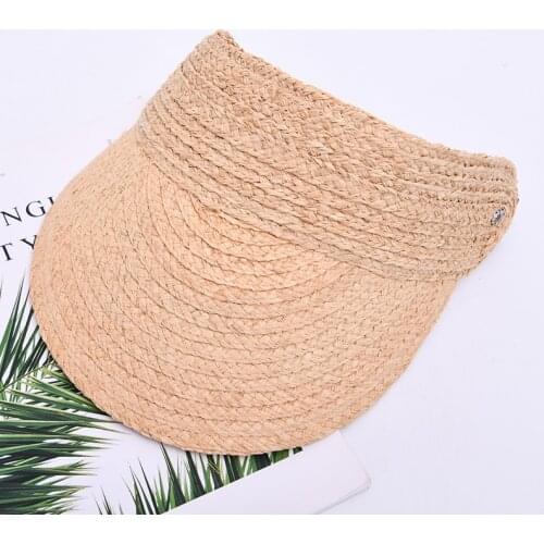 2021 Empty Top Sun Visor Hat Straw Wide Brim Sun Caps Adjustable in Size Hot Sale Summer Women UV Protection Hat