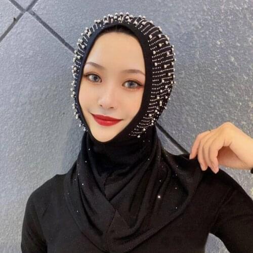 2021 Spring/summer Fashion Muslim Scarf Hat New Ladies Turban Turban Ethnic Style Beaded Head Scarf Hui Womens Bag Turban