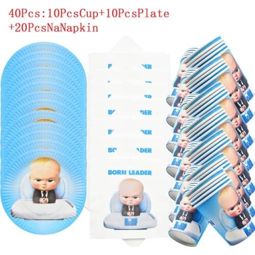 40pcs Baby Boss Birthday Party Decorations Disposable Tableware Paper Plates Cups Napkins Party Supplies Girls Baby Shower Favor