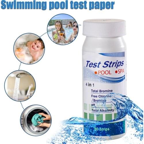 50 Strips 4 In 1 Swimming Pool Spa Water Test Strips Chlorine/bromine Ph Alkalinity Hardness Pool Cleaner Test Accessories #T1P