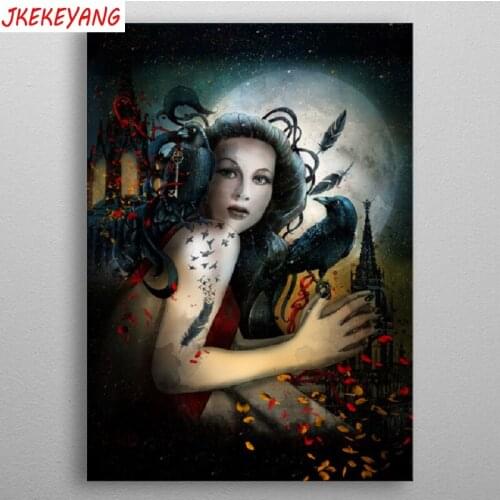 5D DIY square/round Diamond painting Beauty and crow Cross Stitch Diamond Embroidery Pattern Rhinestone J2455
