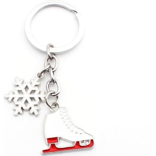 FREE SHIPPING BY DHL 100pcs/lot Metal Snow Flake Roller Skate Keychains Roller Skates Keychains Keyrings Winter Gifts