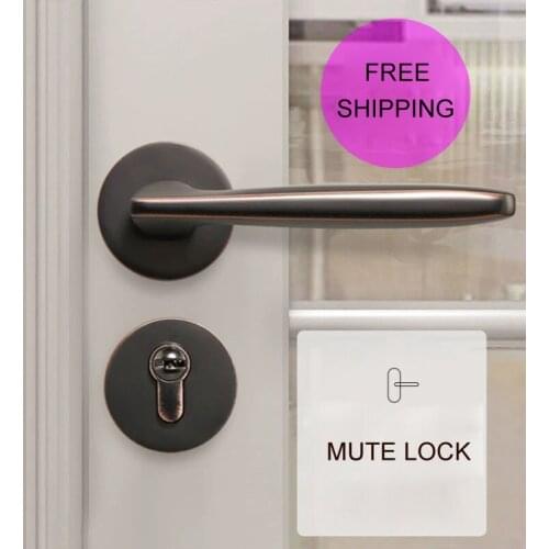 Free shipping Elegant American Red Brass Lock Bedroom Mute Wood door universal Simple lock High Top Zinc Alloy Handles with Keys