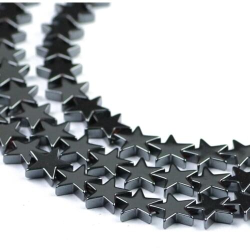 HGKLBB Pentagram star Black Hematite Natural Stone Spacer 6/8/10MM Loose beads For Jewelry making charm bracelet DIY accessories